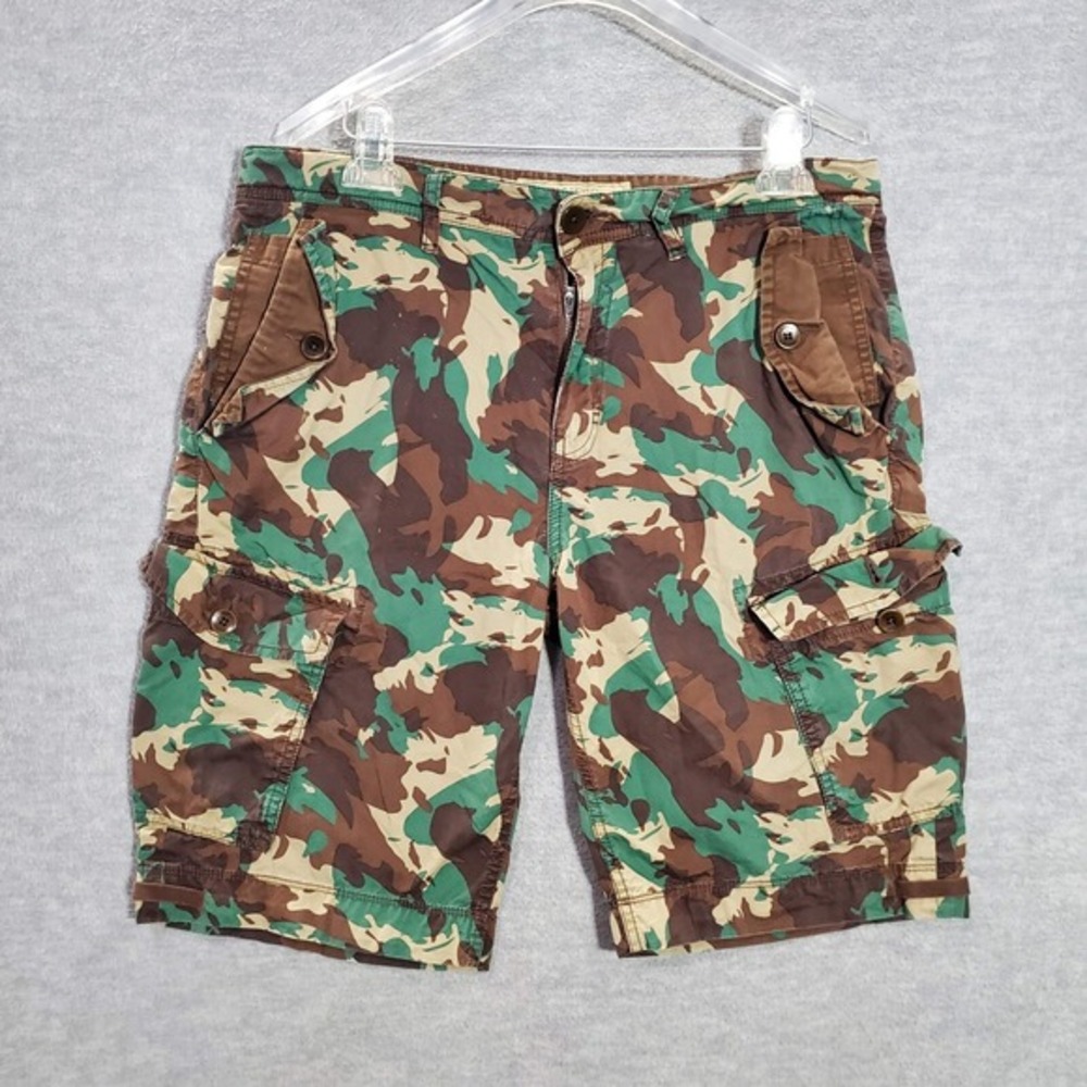 VINTAGE Guess Men Shorts 34 Brown Camo Cargo Pockets‎ The Classic 90s